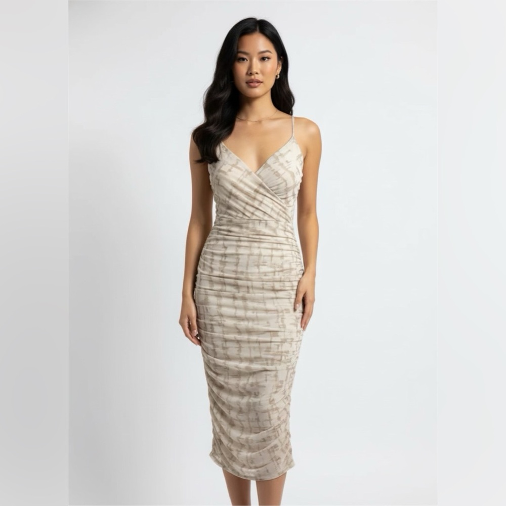 Forever 21 Cream and Brown Midi Dress